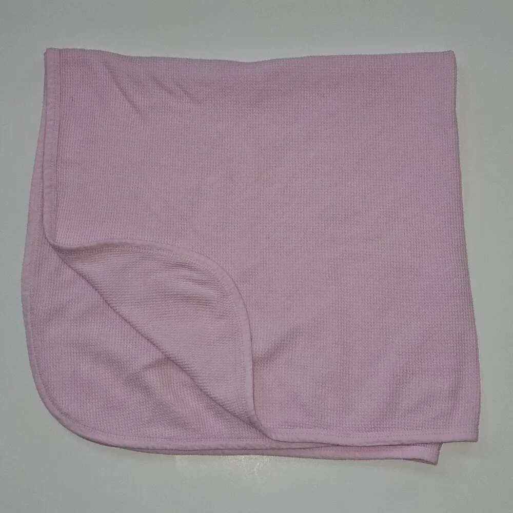 Luvable Friends Solid Pink Waffle Knit Cotton Thermal Baby Blanket 31x34